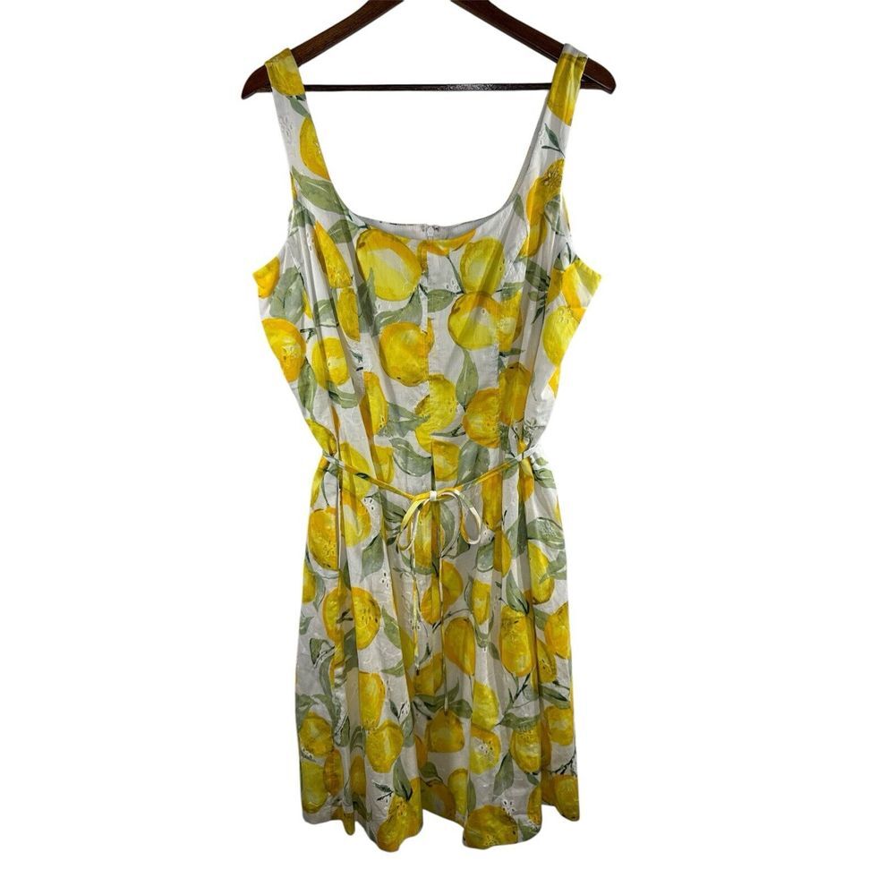 Papagallo Women's Plus Lemon Eyelet Summer Tank Classic Dress Size 18
